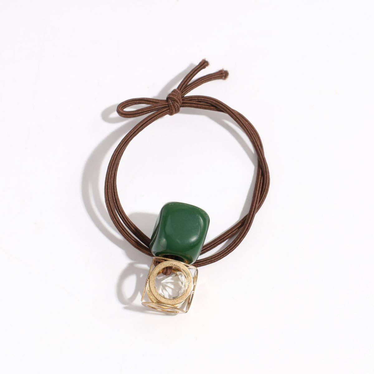 DOUBLE-LAYER HOLLOW SQUARE RHINESTONE HAIR ROPE