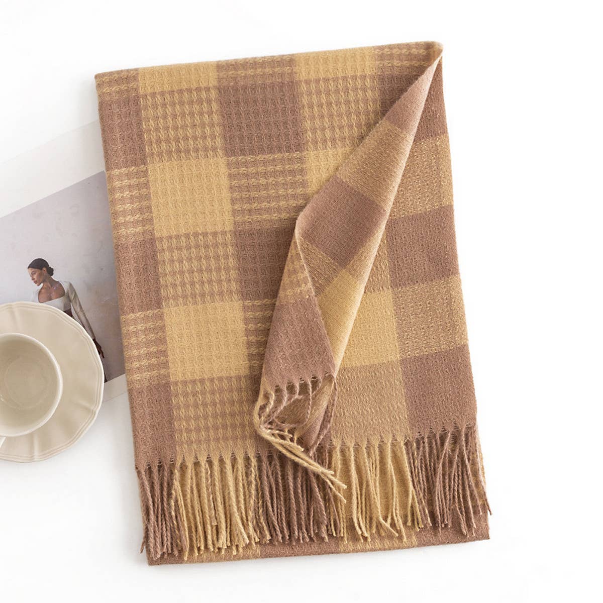 RETRO CASUAL WARM SQUARE PLAID SCARF_CWASC1013