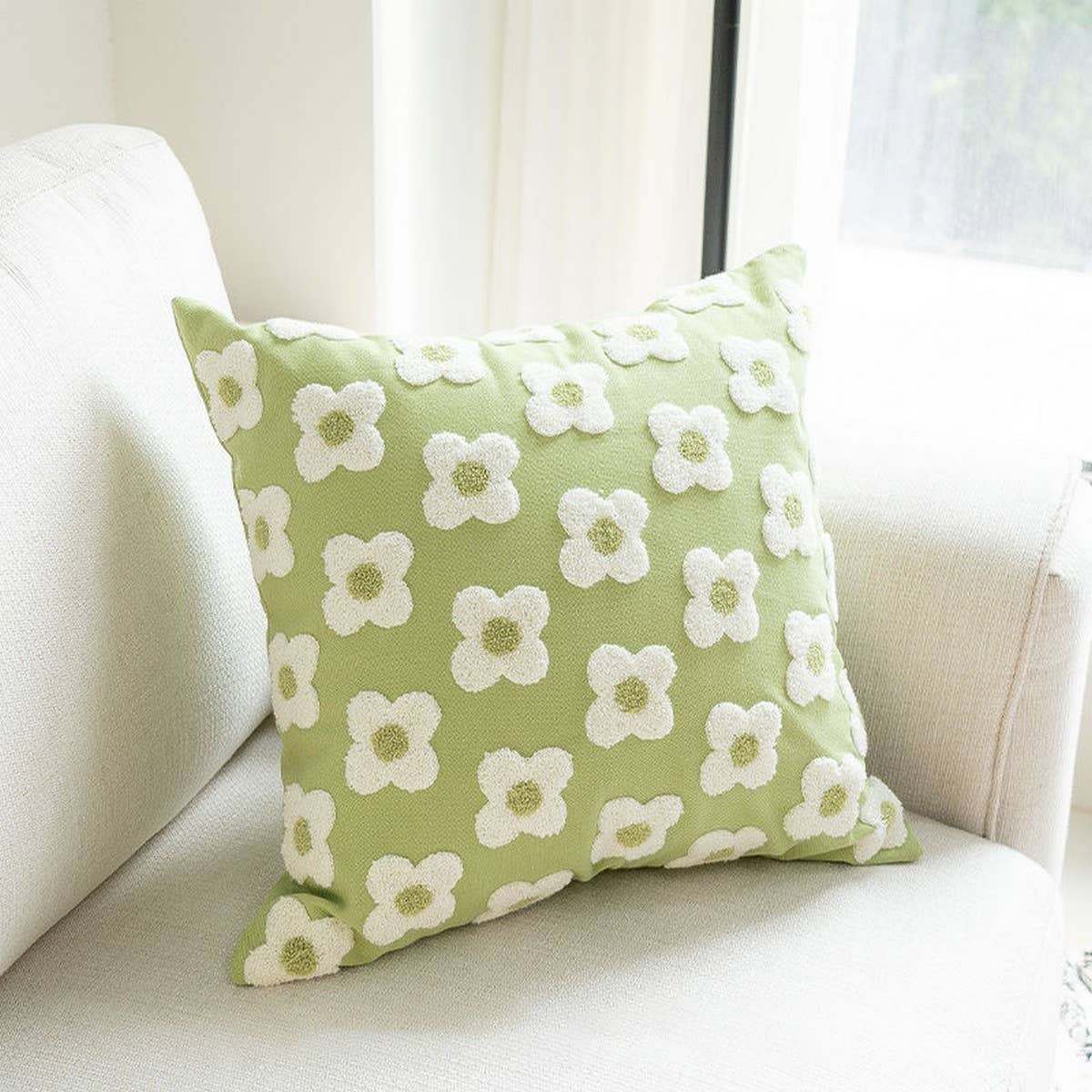 Moroccan Style Embroidered Grid Pillow Cover