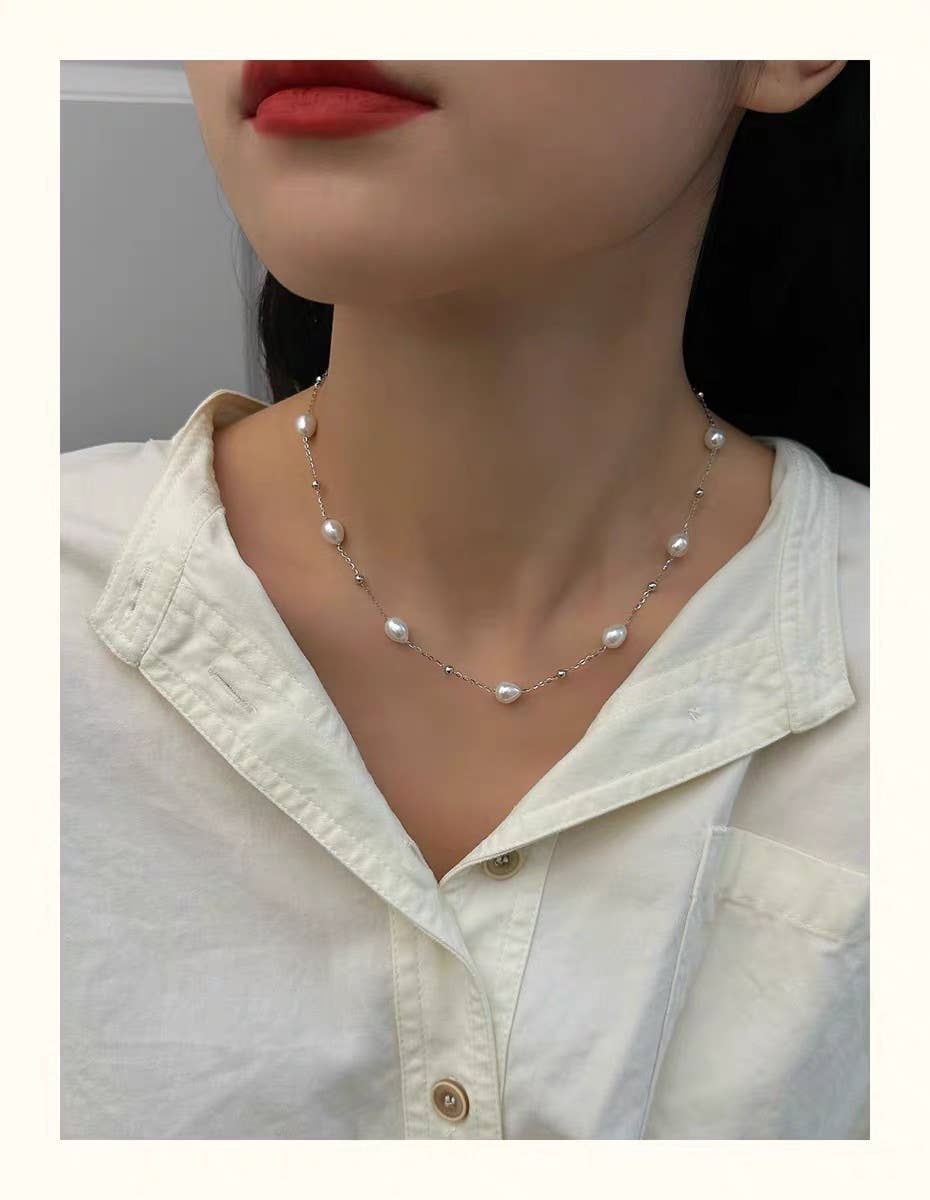 Natural freshwater pearl starry sky necklace