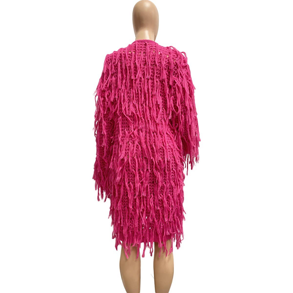 WOMEN FASHION HOLLOWED OUT TASSEL CARDIGAN