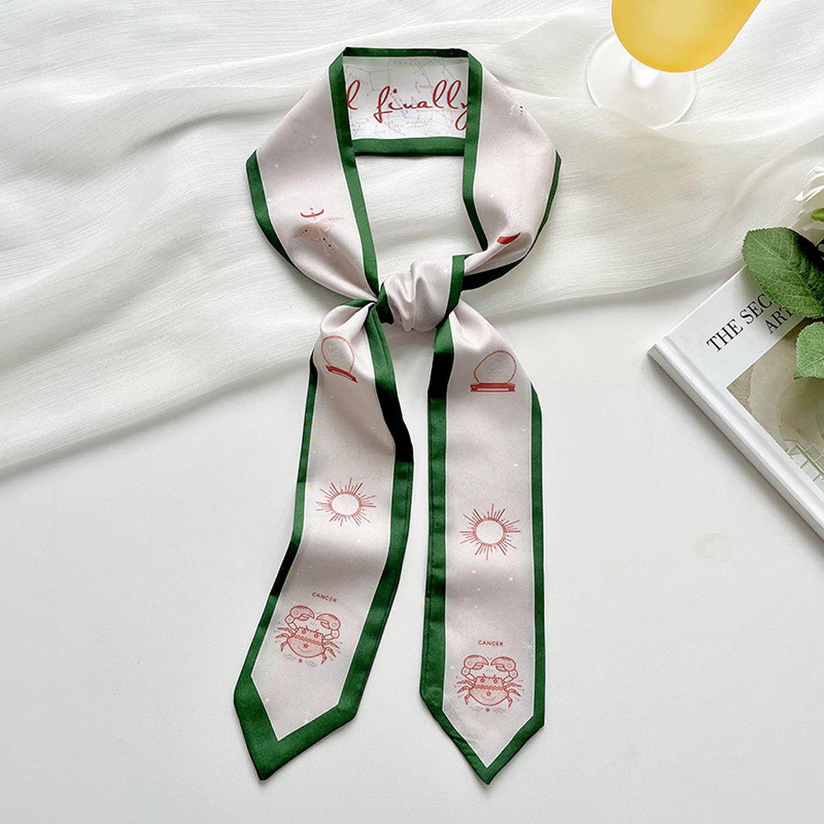Zodiac Print Skinny Scarf for Hair and Bag Tie_CWASC0736