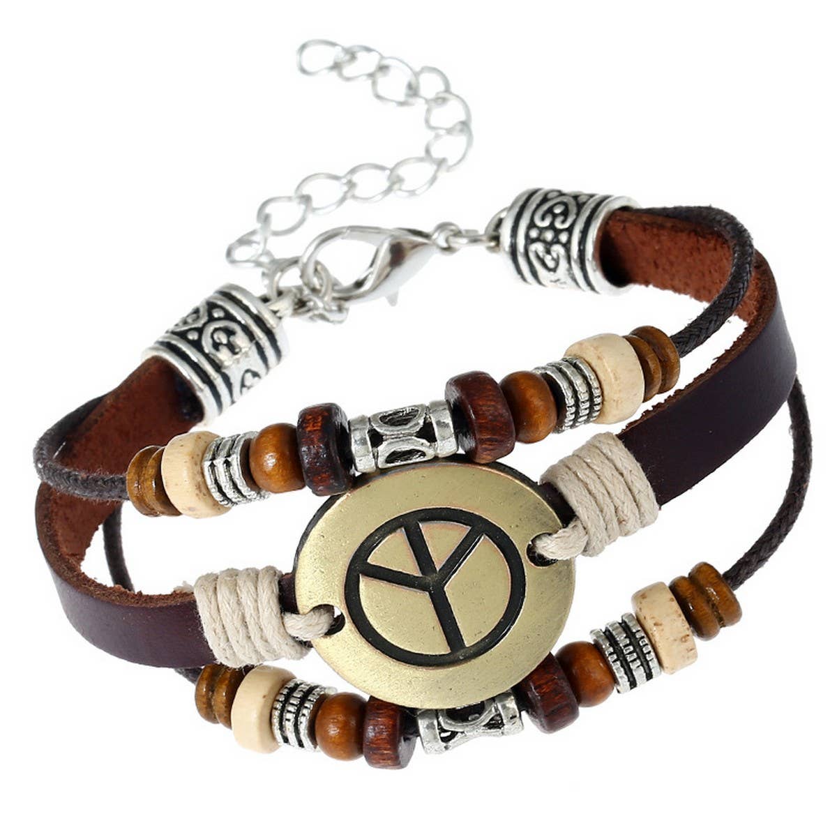 PUNK HANDMADE BEADED COWHIDE BRACELET_CWMM4515