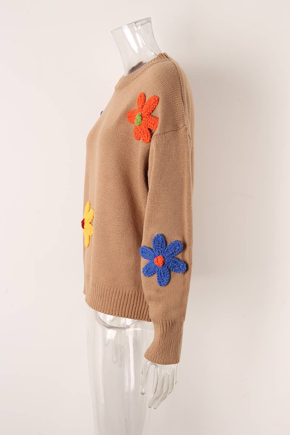 FLORAL SWEATER LOOSE CREW-NECK SWEATER