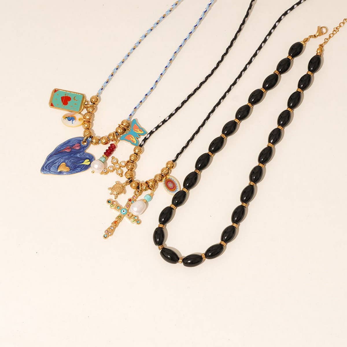 Zircon Cross Tarot Necklace with Natural Stone_CWMM7523