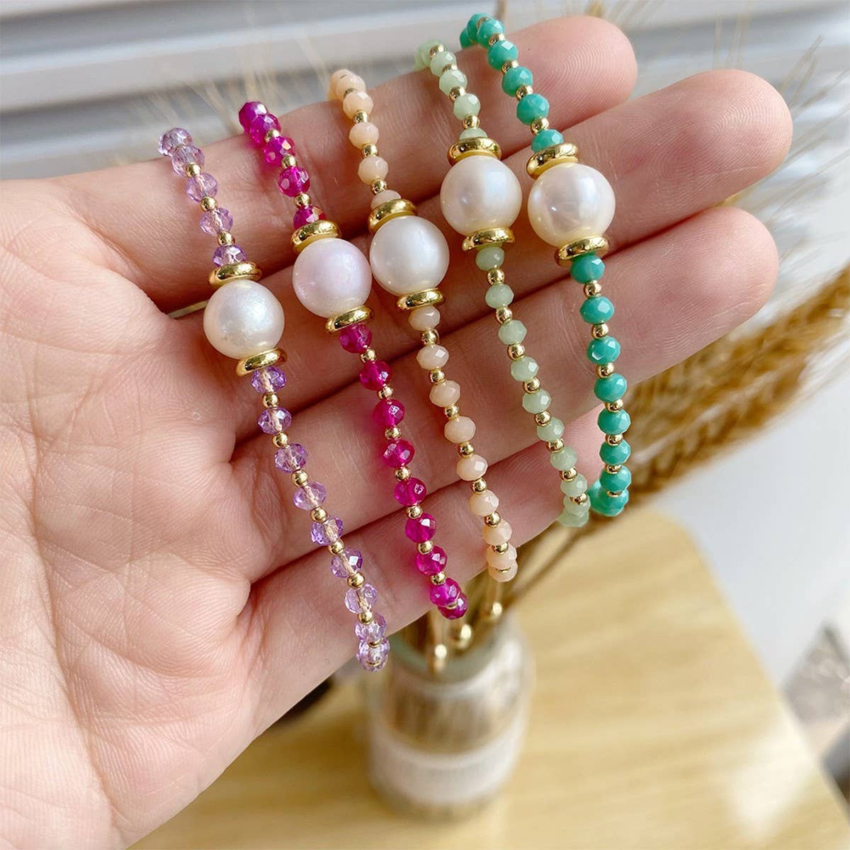 CWAJE4565_FASHION NEW NATURAL PEARL CRYSTAL BRACELET