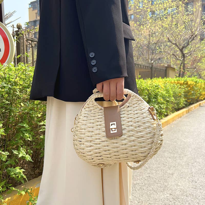 Straw woven fashionable crossbody handbag