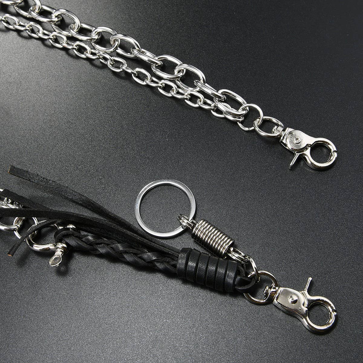 FASHIONABLE COWHIDE BRAIDED TASSEL PANTS CHAIN