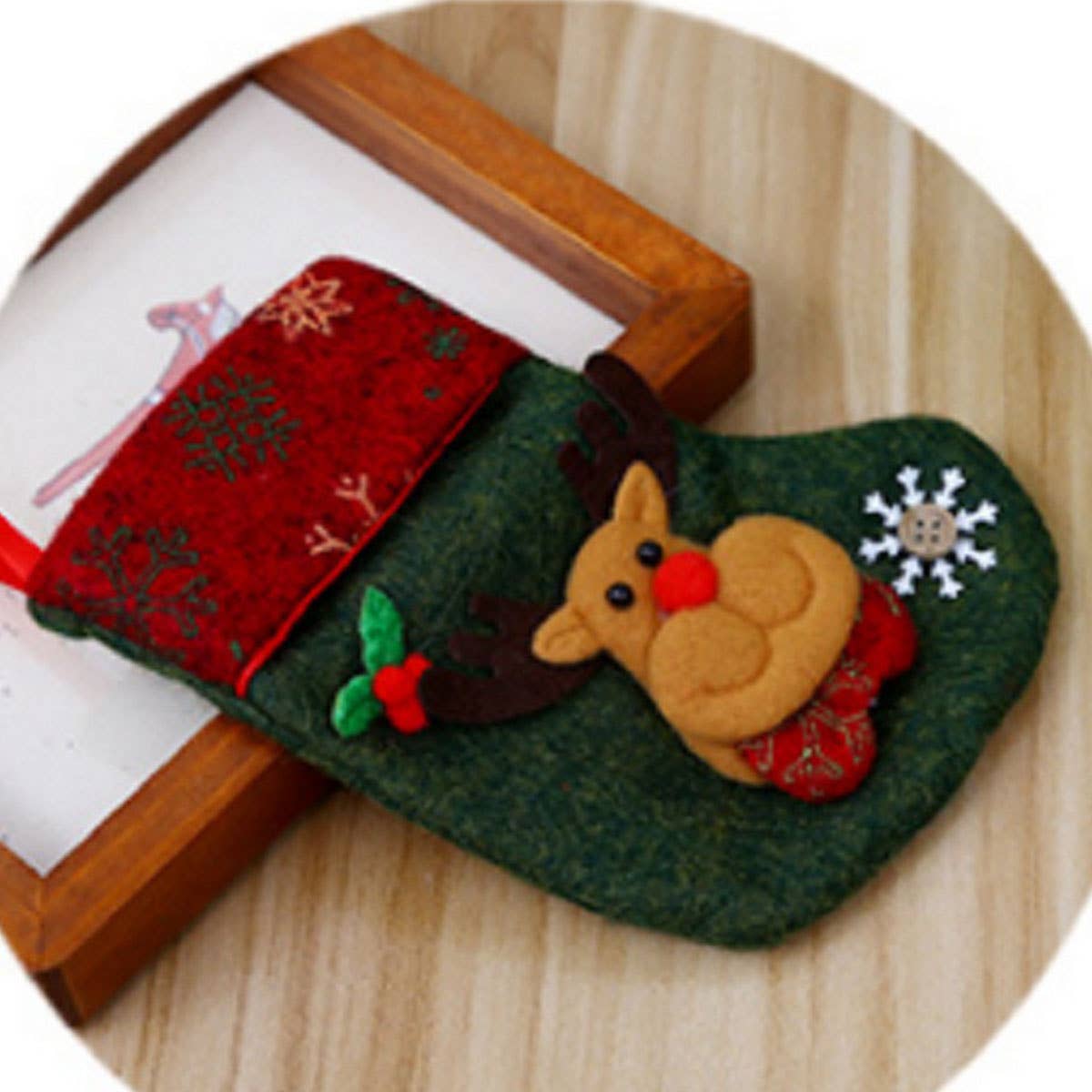 CHRISTMAS DECORATIONS WITH VARIOUS CHRISTMAS SOCKS