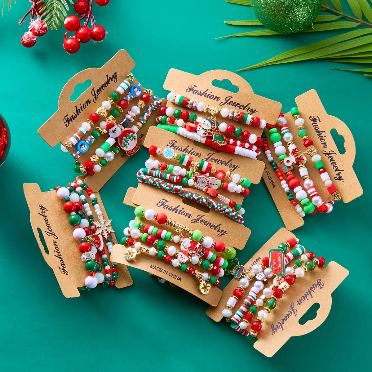 CHRISTMAS COMBINATION COLORFUL ELASTIC BRACELET