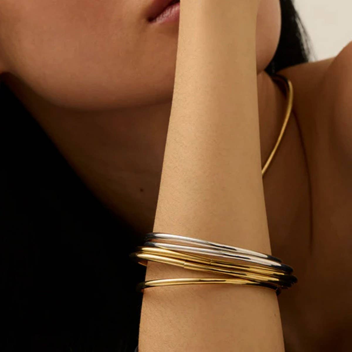 Minimalist Plain Open Cuff in Titanium Steel