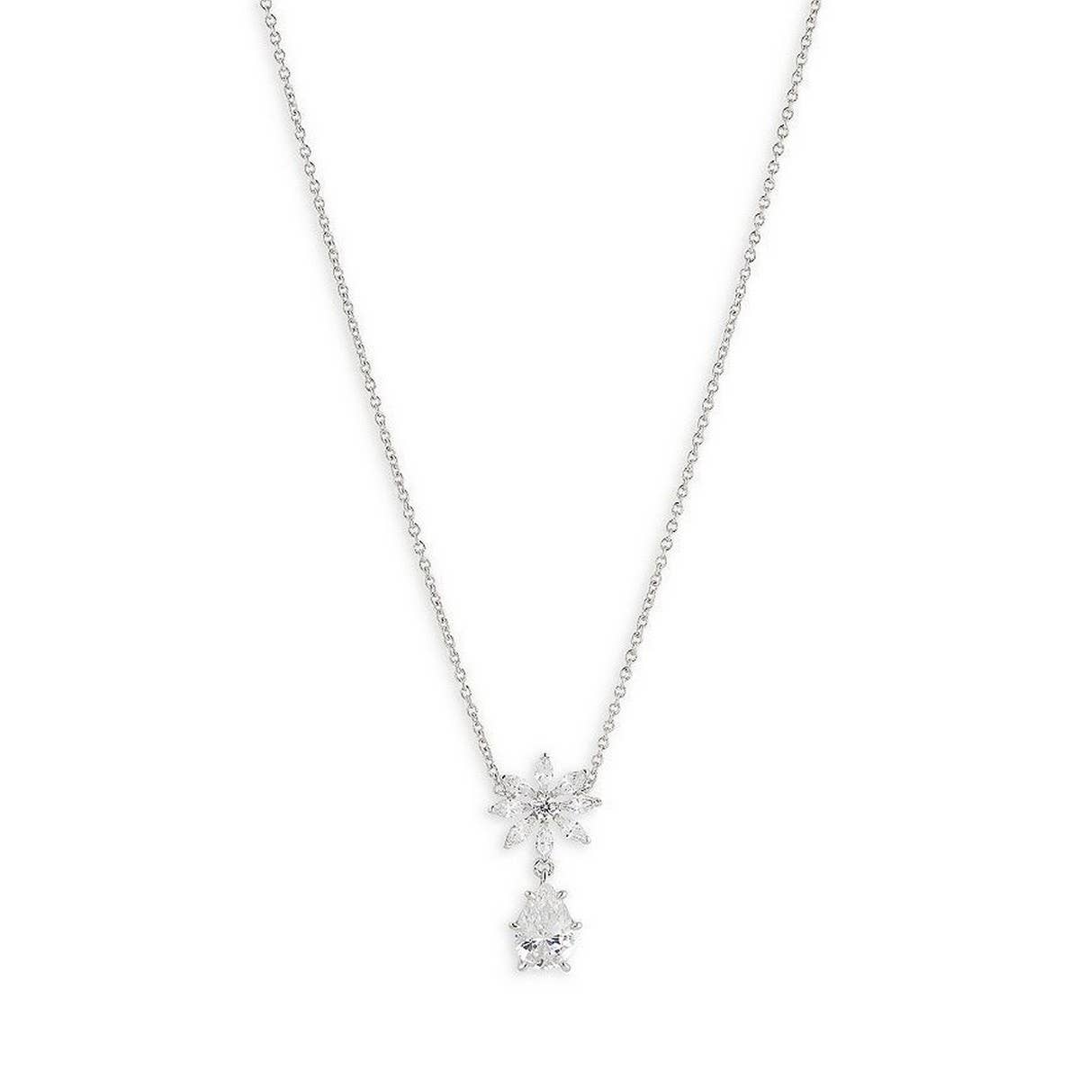 Zirconia Oval Round Pendant Necklace_CWMM5291