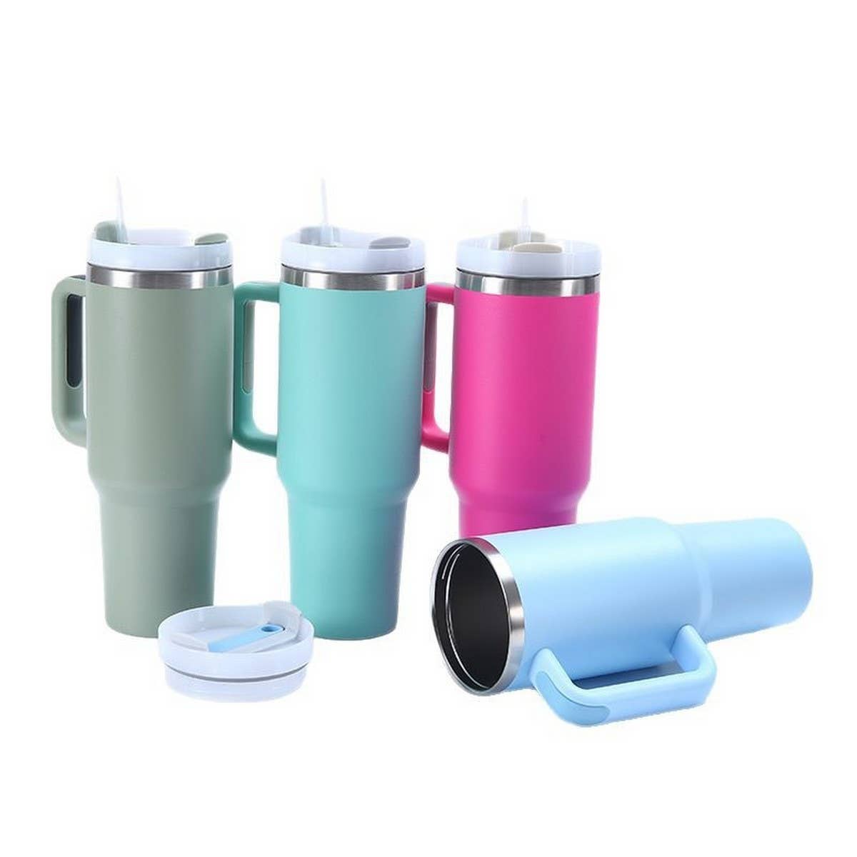 40oz Insulated Tumbler with Handle & Straw, Car Cup_CWMM7900