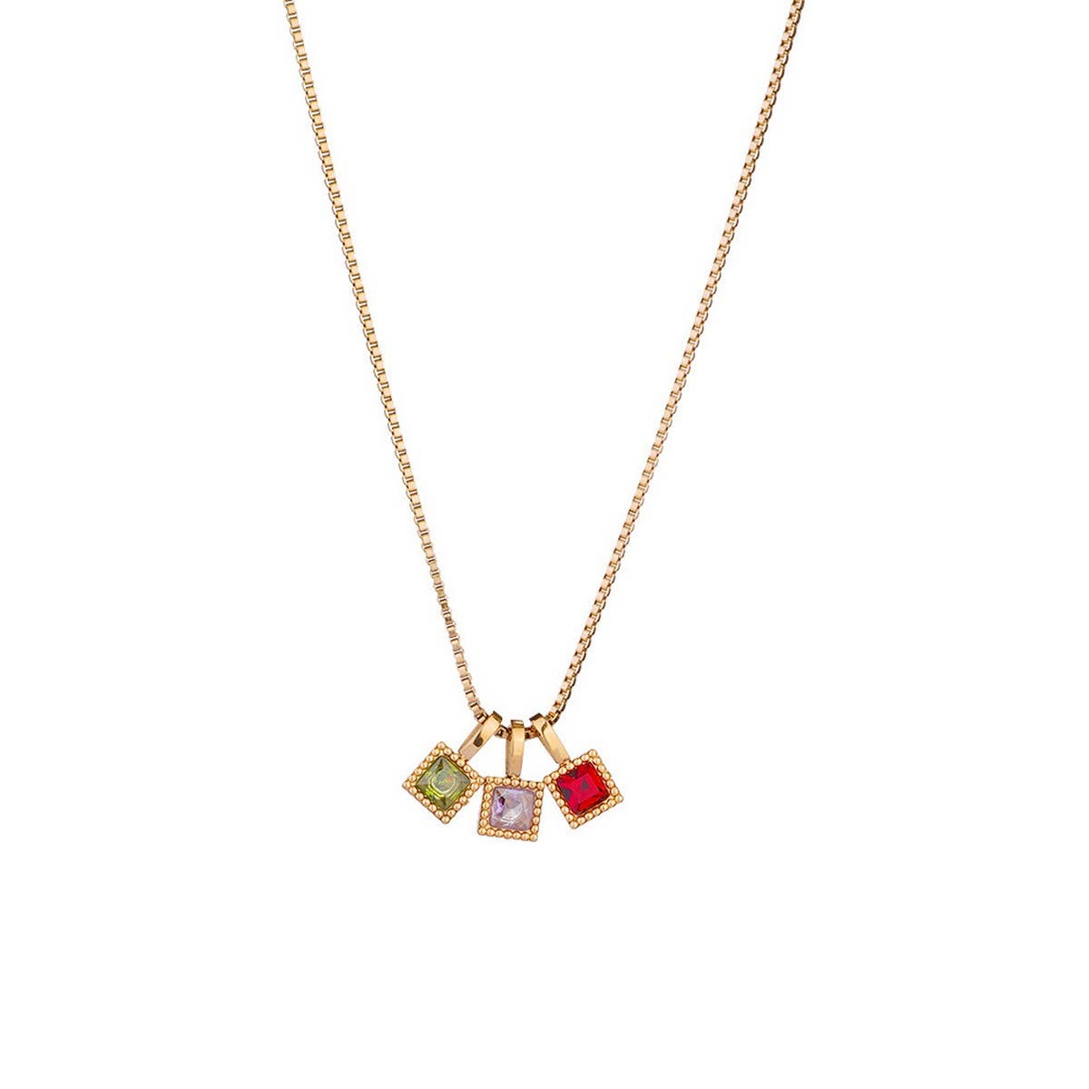 Personalized Steel Monthly Star Stone Necklace_CWMM8844