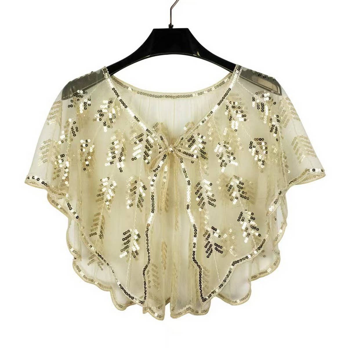 Leaf Sequin Sheer Shawl ??Evening Party Cape_CWMM8961