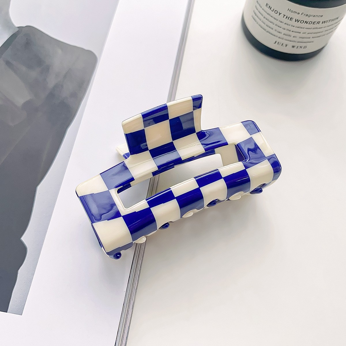 Checkerboard Hair Claw ??Candy Color Acetate Look_CWAHA0395