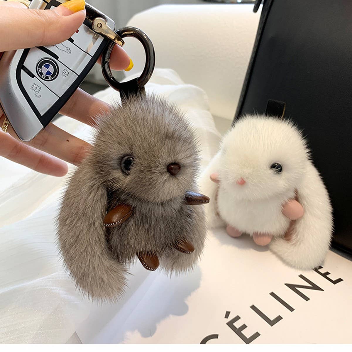 CUTE LONG-EARED BUNNY BAG PENDANT KEYCHAIN