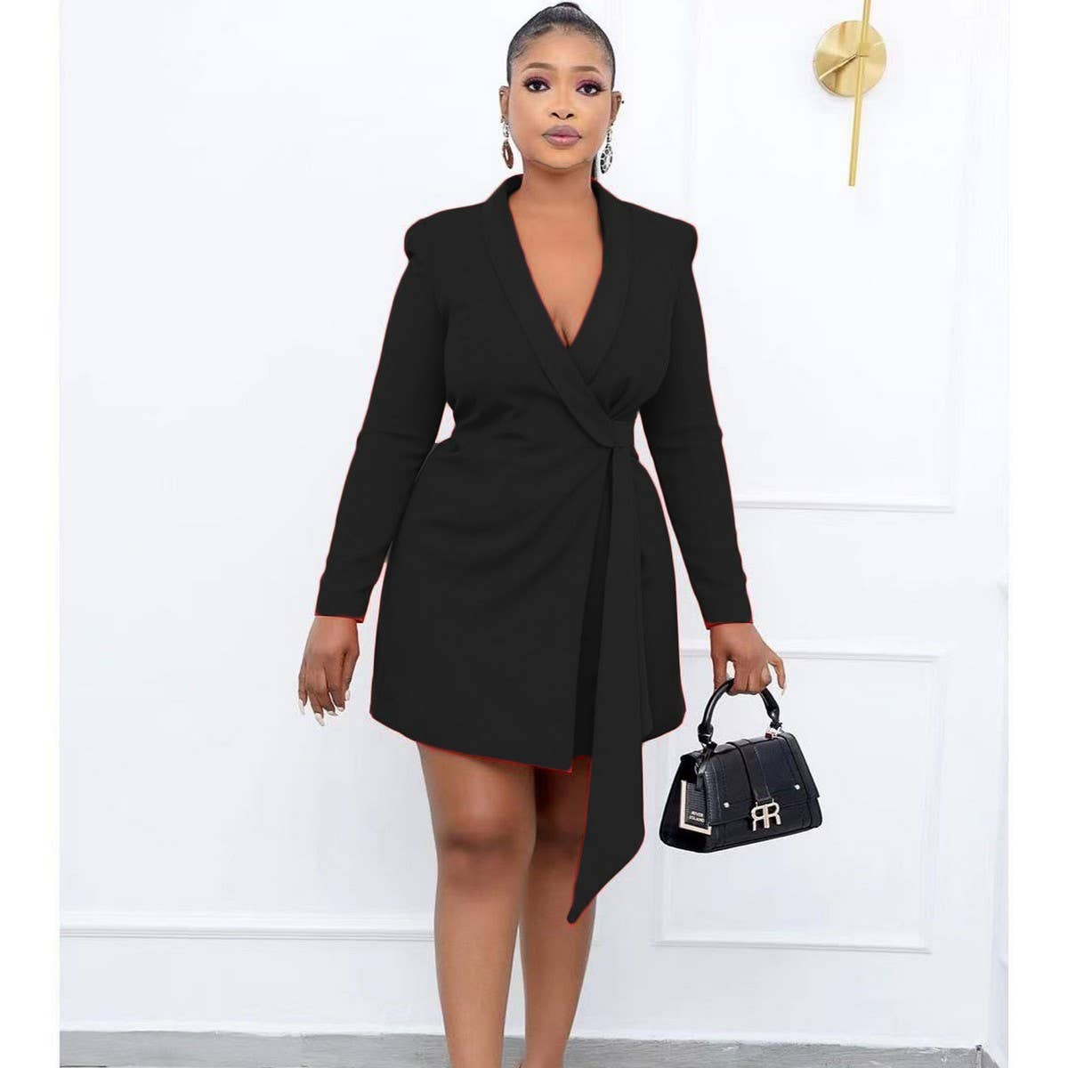 SLIM FIT TIE-STRAP SUIT SKIRT PLUS SIZE DRESS_CWDSD6168