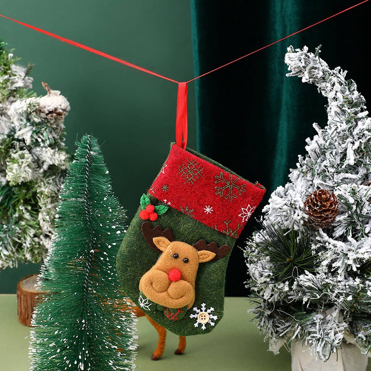 SEQUINED 3D SANTA CLAUS CHRISTMAS STOCKINGS