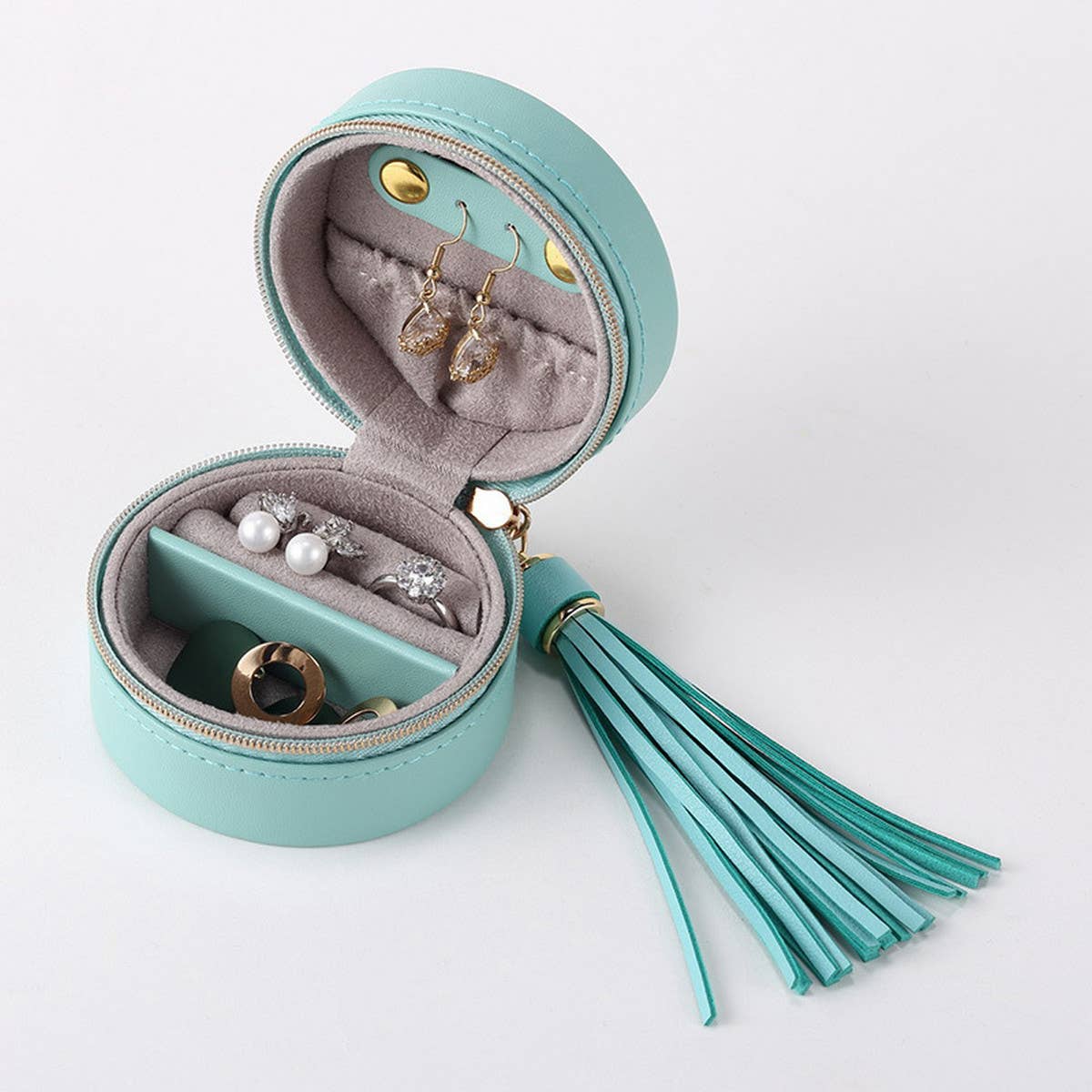 TASSEL ROUND ZIPPER EARRING JEWELRY BOX