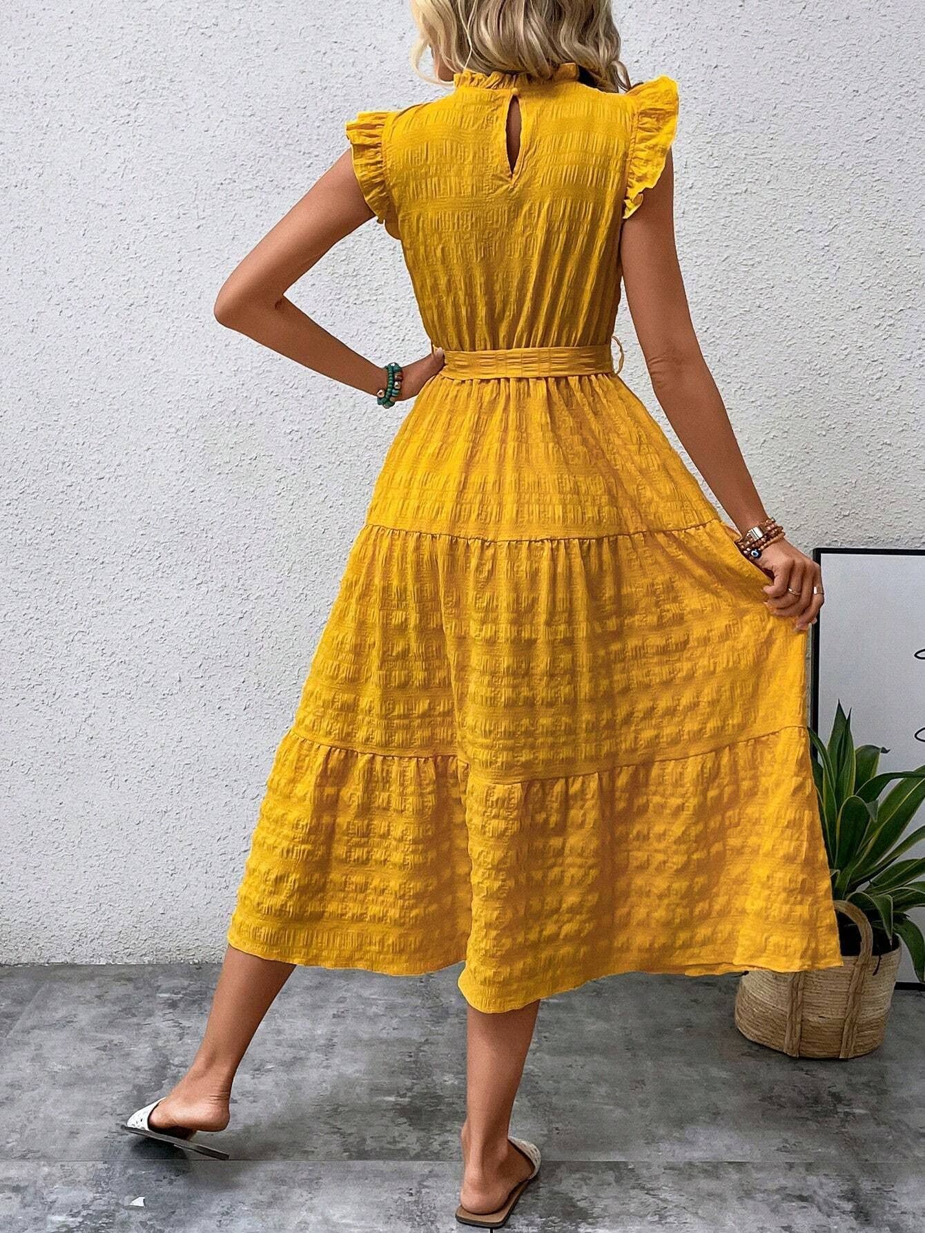 Wooden ear edge texture dress