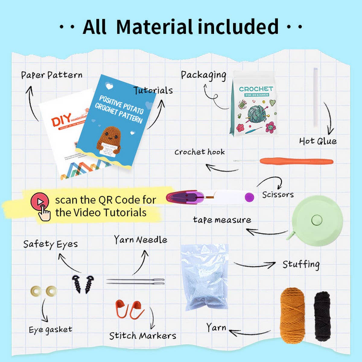 HANDMADE DIY KNITTED POTATO DOLL MATERIAL KIT
