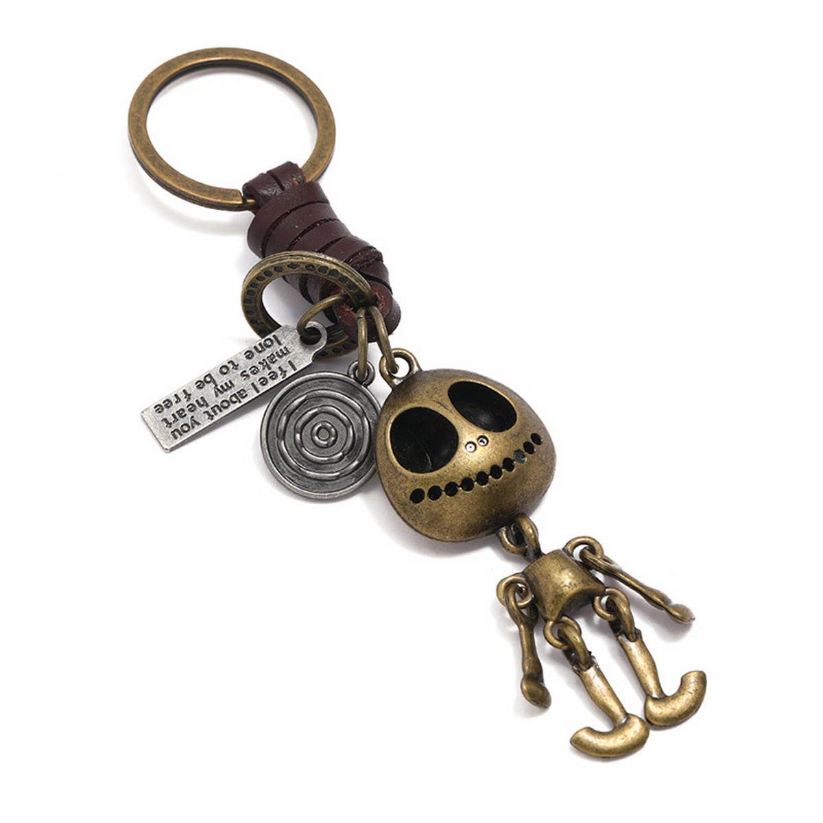 CREATIVE SKULL PENDANT COWHIDE KEYCHAIN