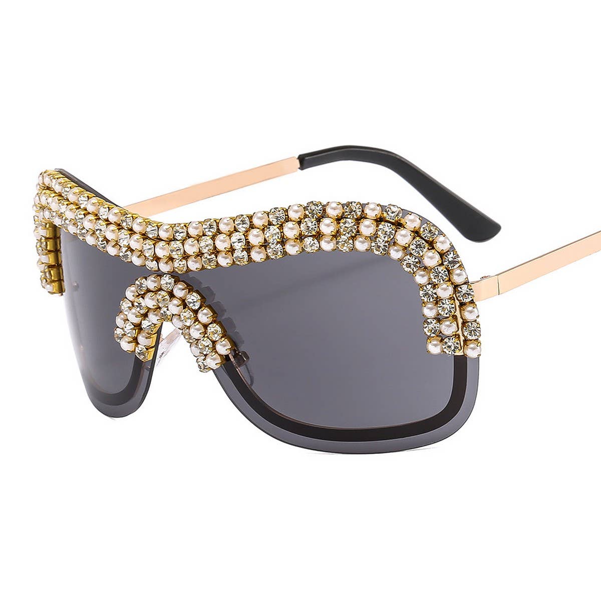 COOL ONE-PIECE METAL-RIM PUNK SUNGLASSES