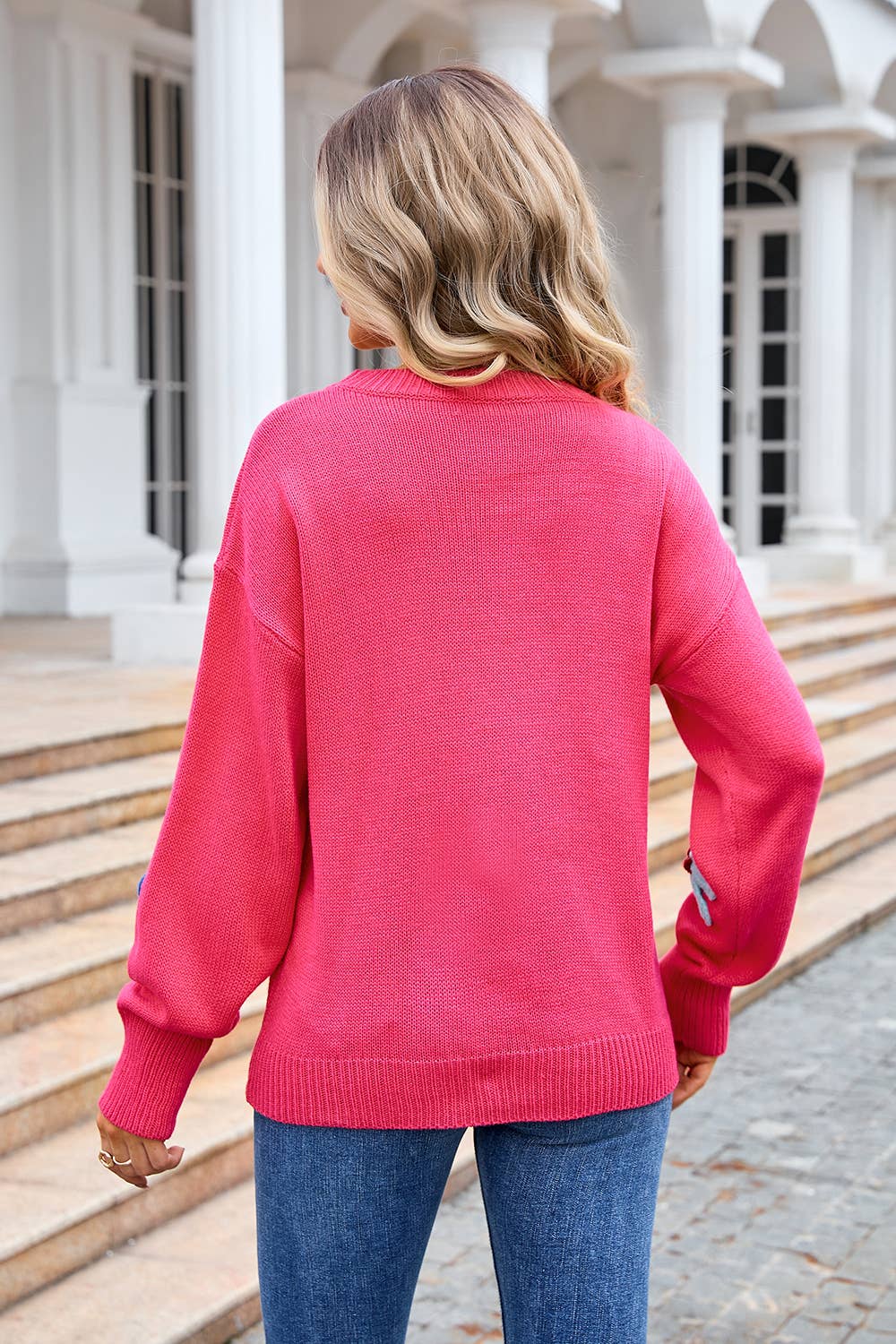 FLORAL SWEATER LOOSE CREW-NECK SWEATER