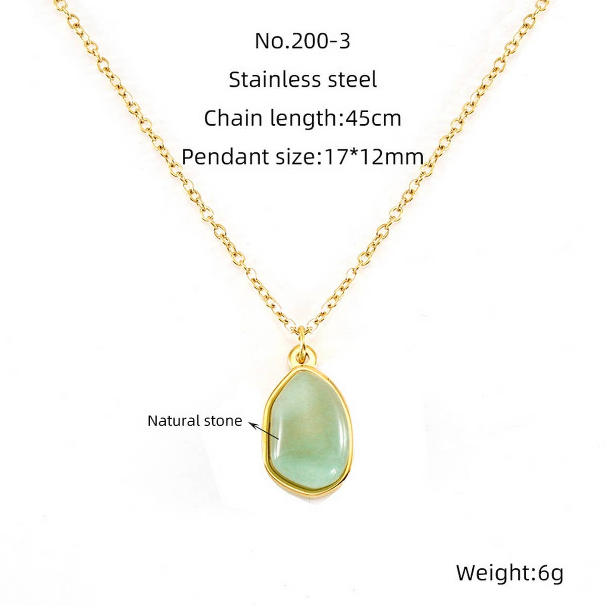 Irregular natural stone titanium steel clavicle chain