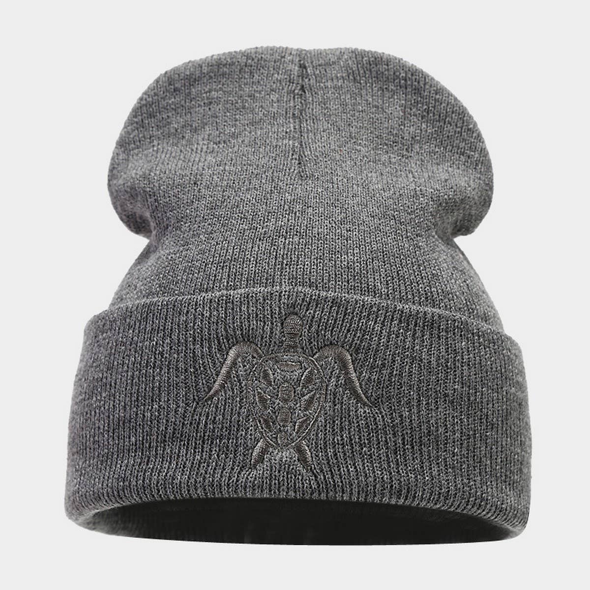 TURTLE EMBROIDERY KNITTED HAT OUTDOOR WARM BEANIE_CWAH2091
