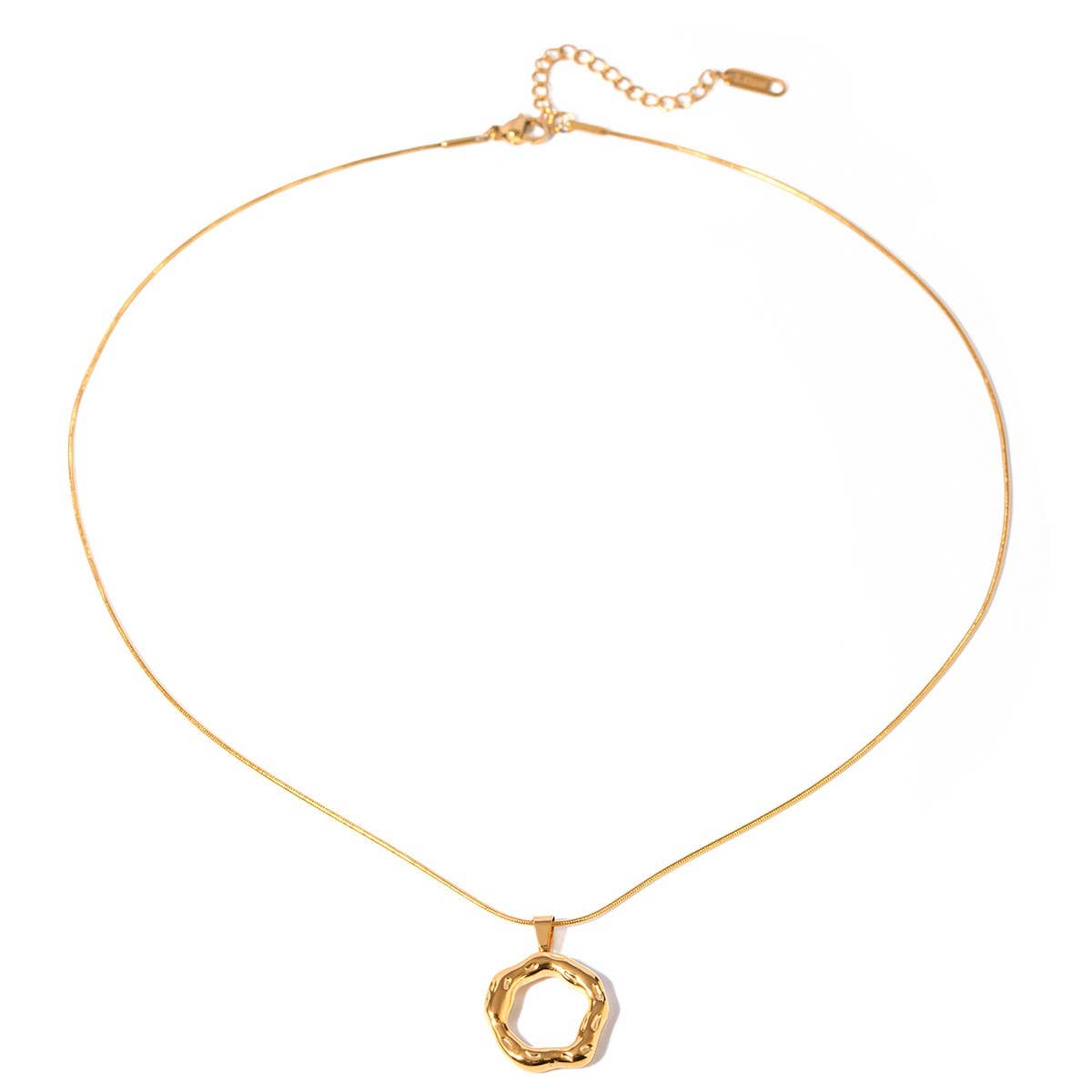 IRREGULAR HAMMERED ROUND SNAKE BONE NECKLACE