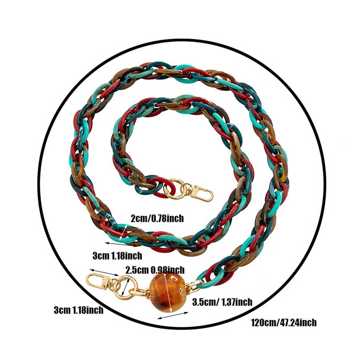 Resin Acrylic Large Lantern Beads Bag Chain Strap_CWMM5106
