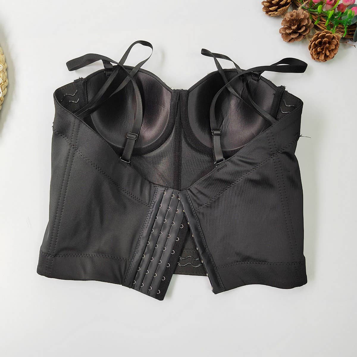 WAIST BRA WITH RHINESTONES HERRINGBONE BRA