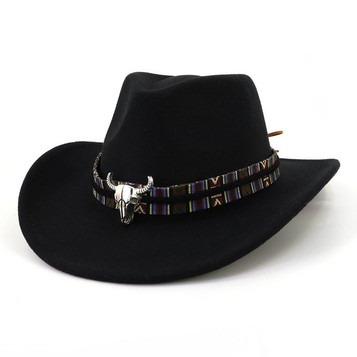 Bull Head Decor Wide Brim Western Cowboy Hat_CWAH1769