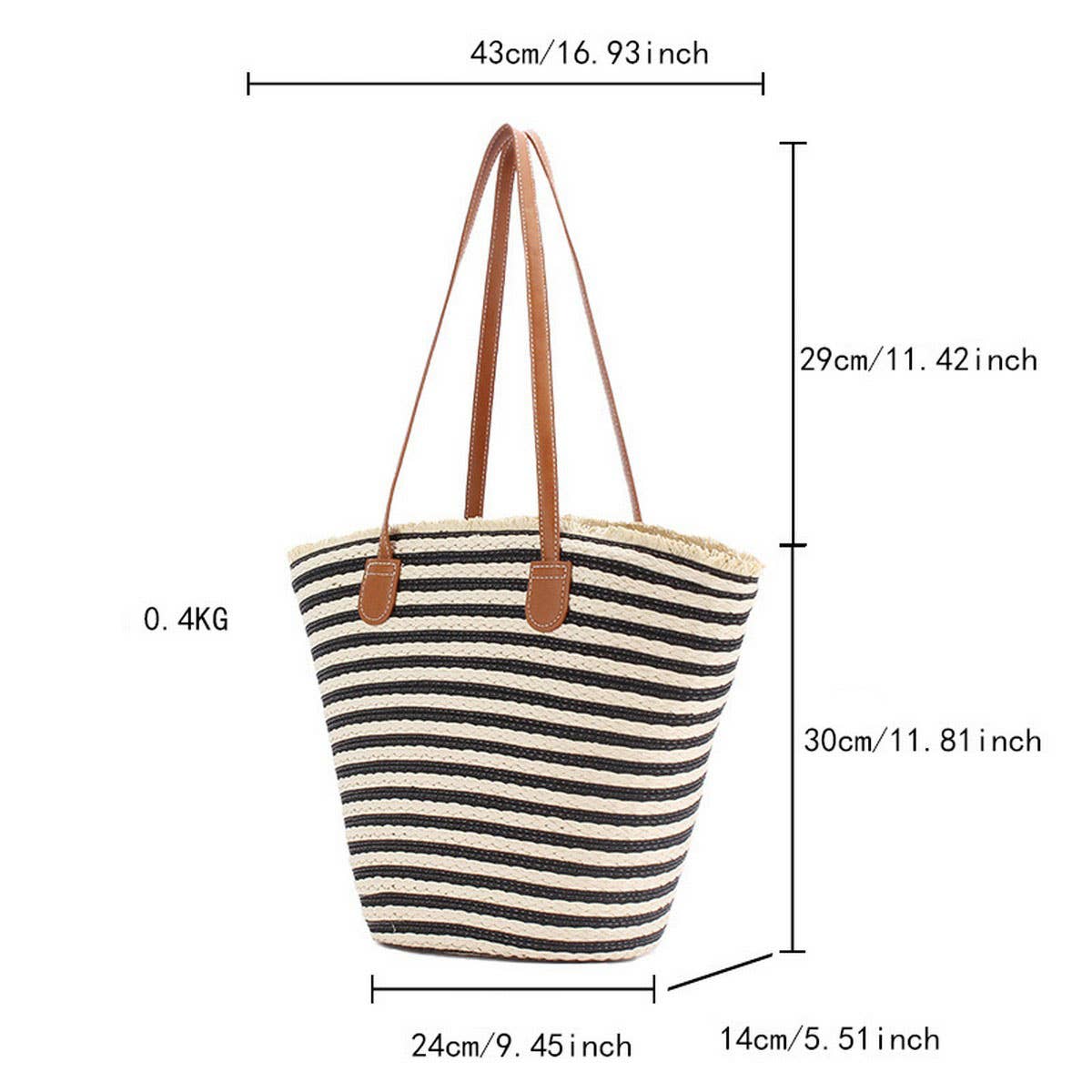 CASUAL SIMPLE LARGE CAPACITY SHOULDER STRAW BAG_CWAB4705