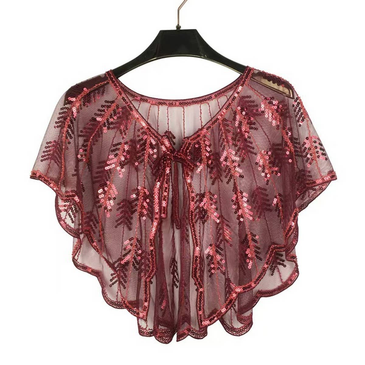 Leaf Sequin Sheer Shawl ??Evening Party Cape_CWMM8961