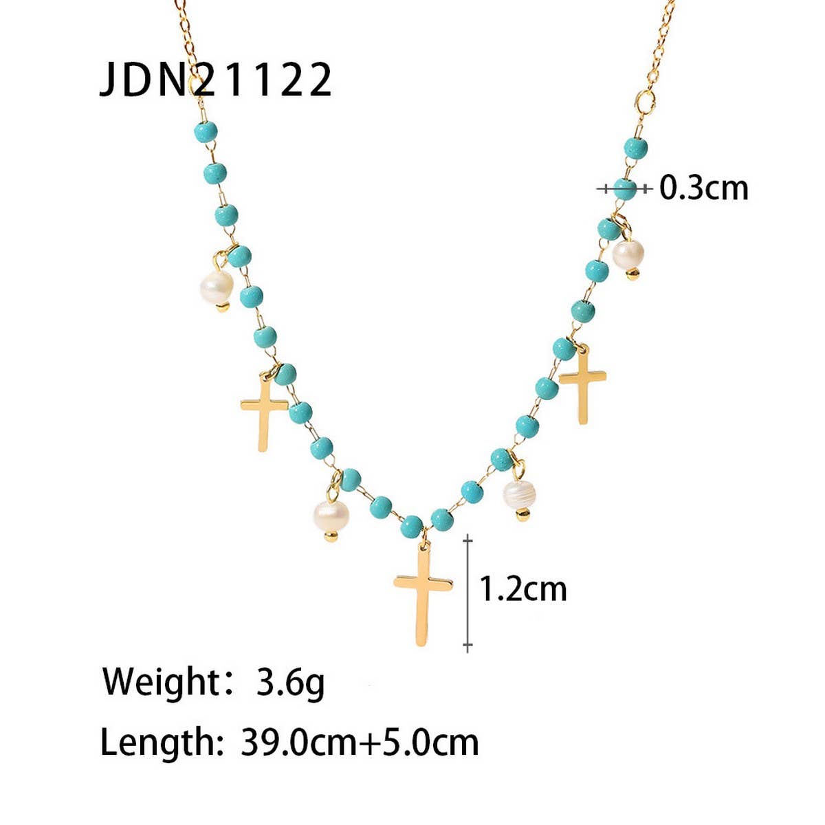 NEW BLUE CROSS PEARL NECKLACE