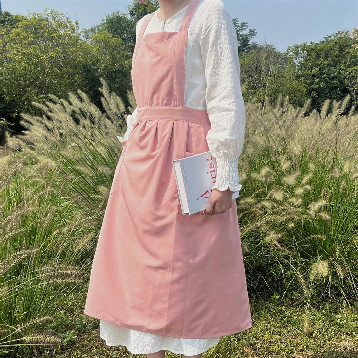 WATERPROOF AND OIL-PROOF SOLID COLOR COTTON APRON
