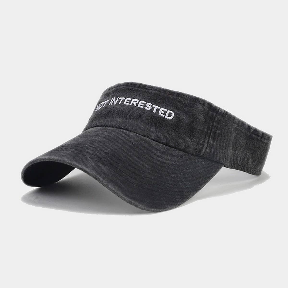 Washed Embroidered Letter Visor Cap -Golf Sun Hat_CWAH3309