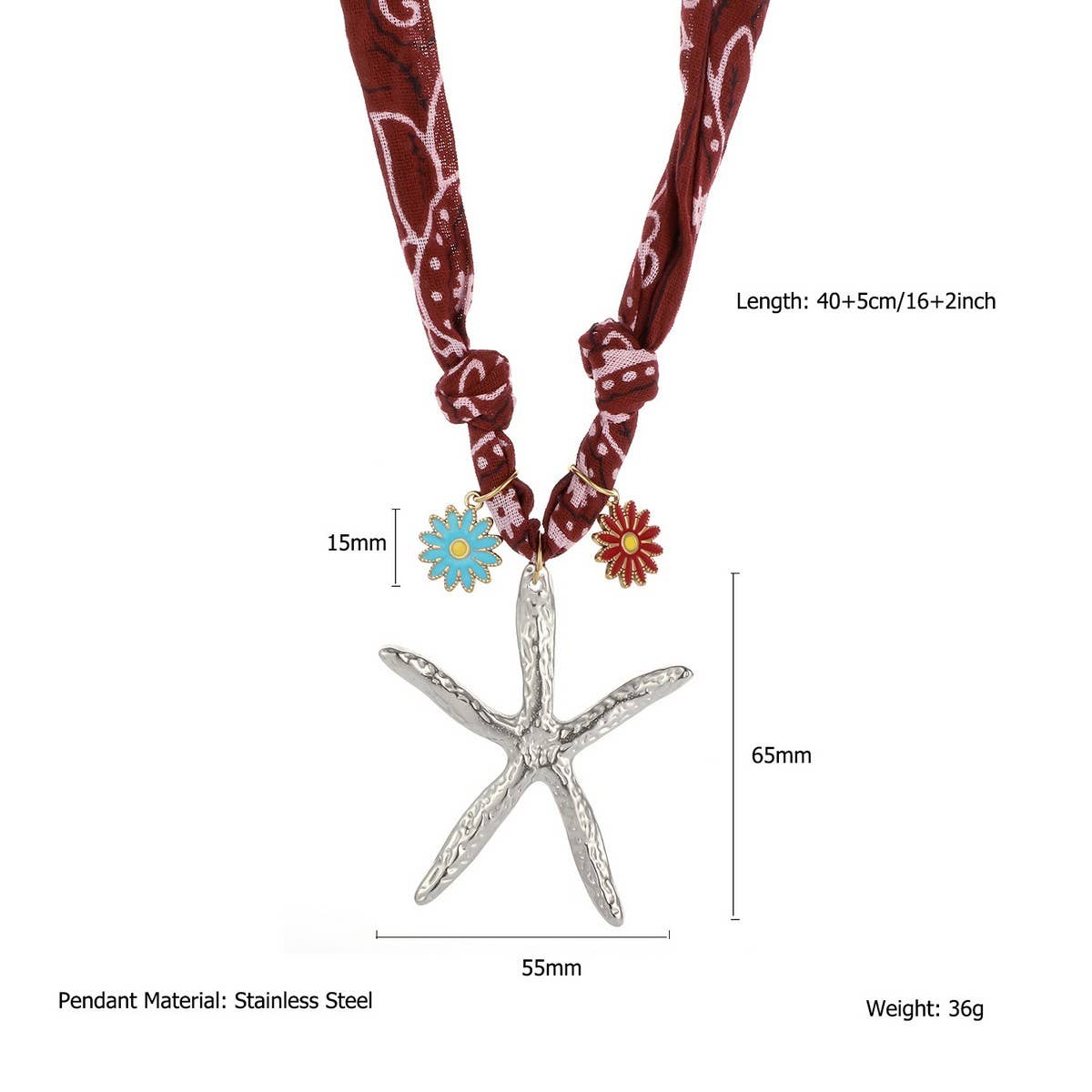 Ocean Style Silk Scarf Necklace with Charms_CWMM8800