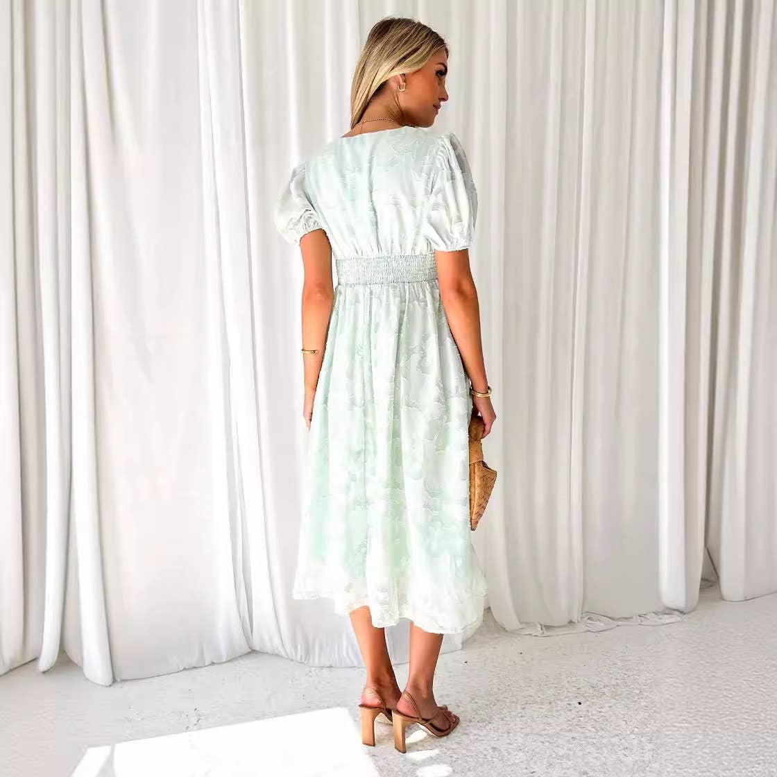 FLORAL LACE HIGH-WAISTED DRESS