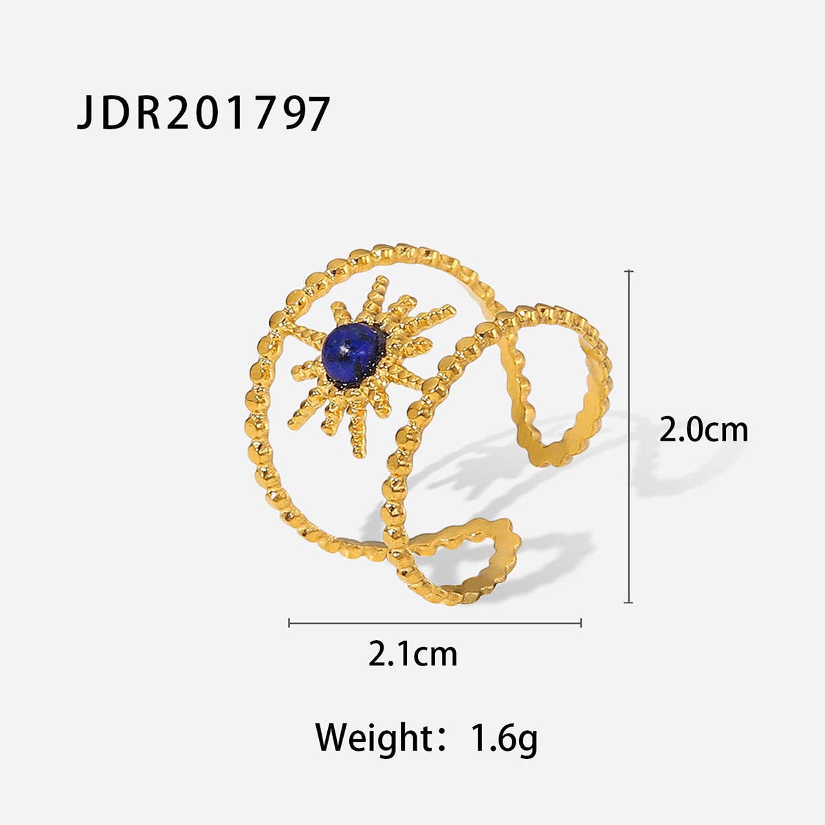 GOLD STAINLESS STEEL INLAID NATURAL STONE RINGS
