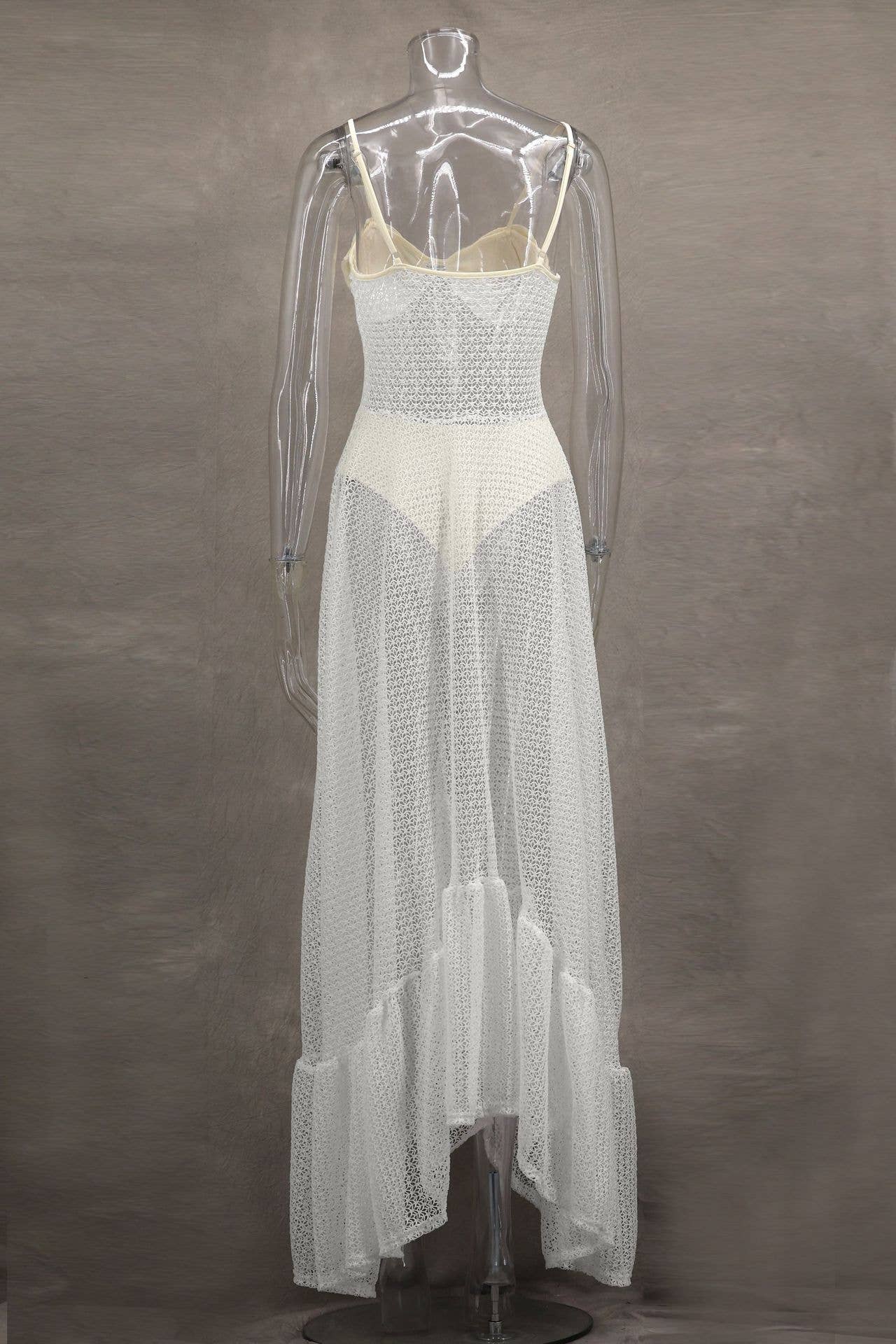 Floral Lace A-Line Sheer Strap Dress