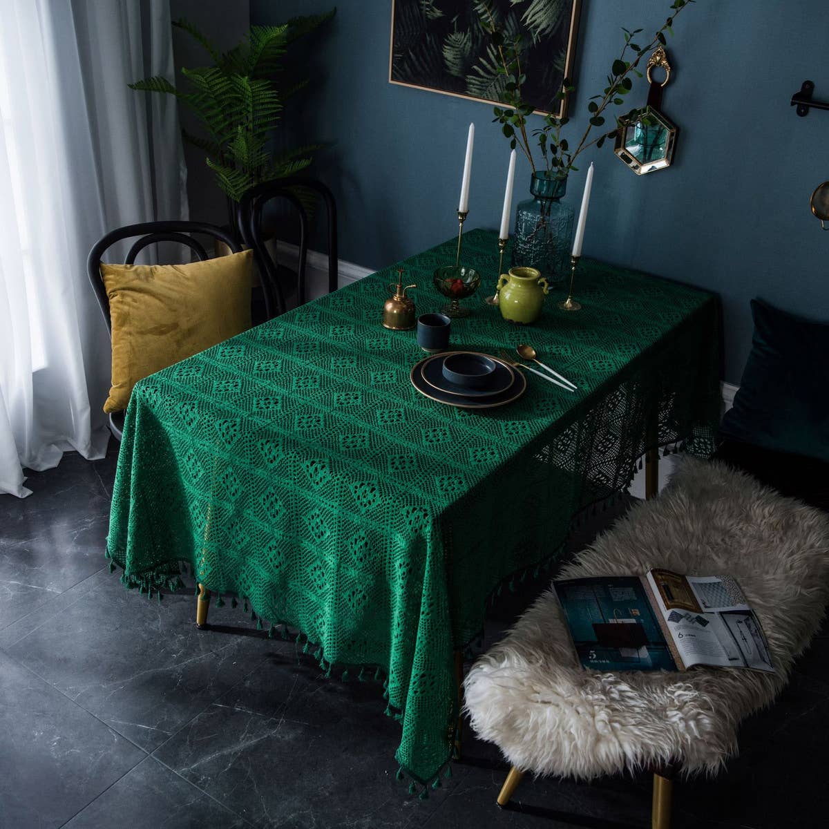 VINTAGE CROCHET OPENWORK TABLECLOTH