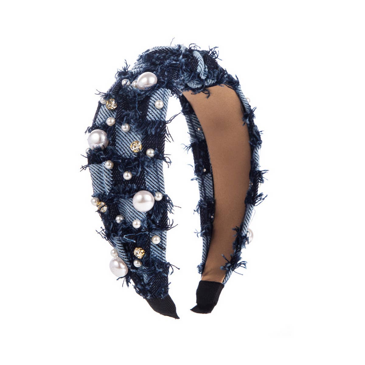 SPONGE BEADED TASSEL HIGH TOP HEADBAND_CWAHA1790