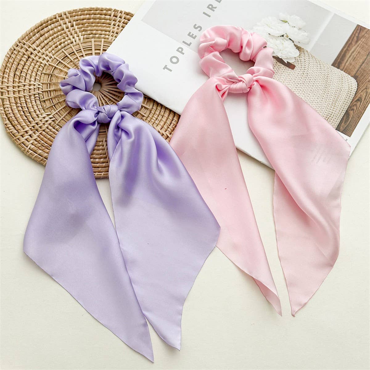 NEW SOLID COLOR KNOTTED RIBBON HAIR TIE_CWAHA0850