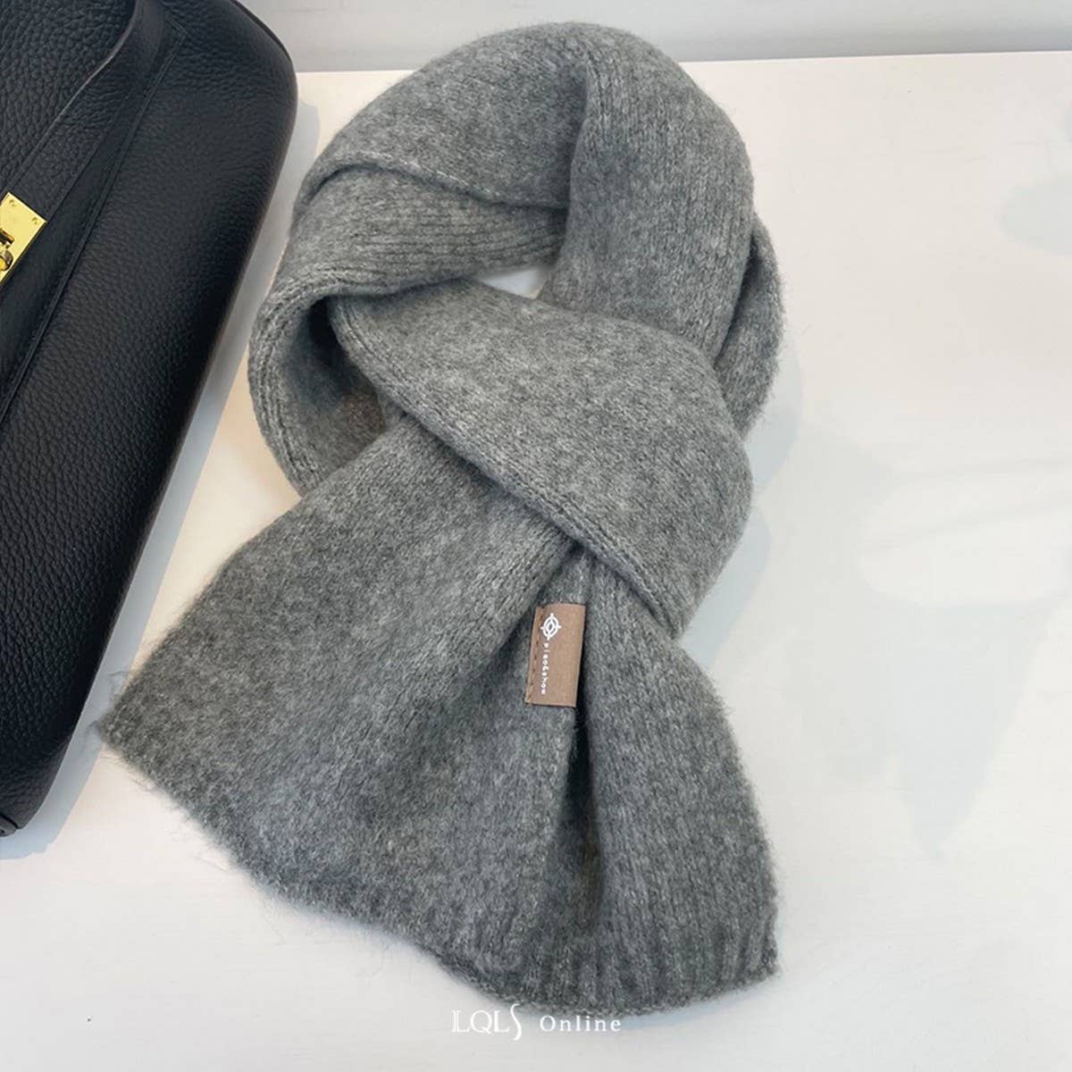 Cozy Beige Wool Blend Knit Scarf Thick Warm Unisex