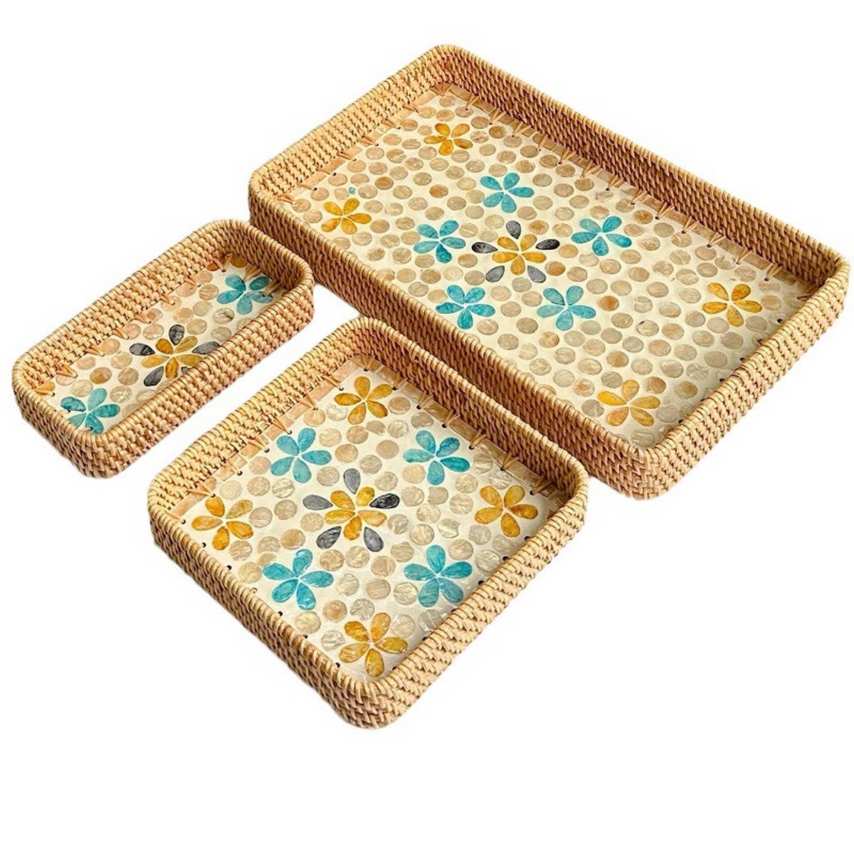 RATTAN COLORFUL SHELL CREATIVE HANDMADE FRUIT PLATE_CWMM4406