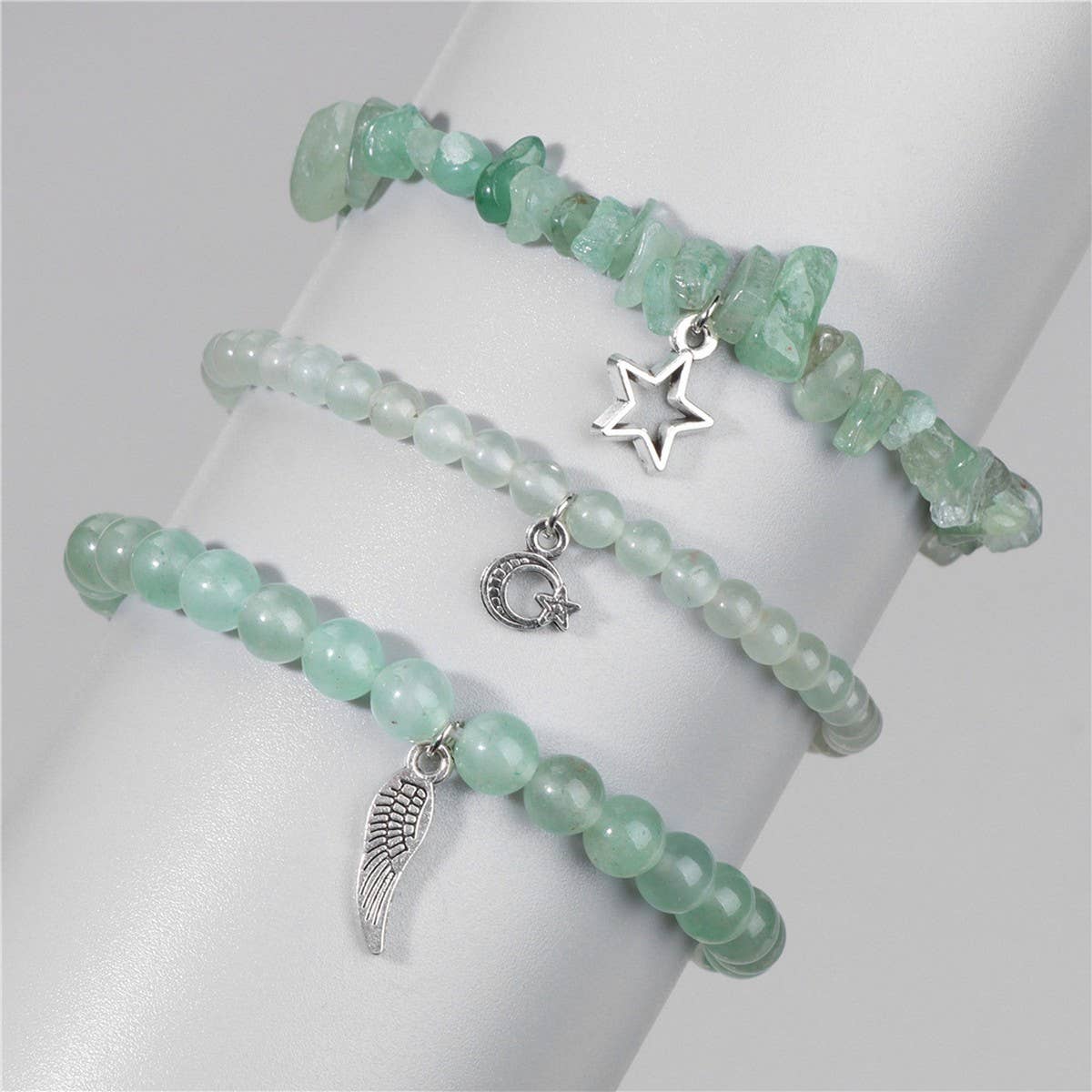 CWAJE4223_NATURAL STONE SIMPLE STAR LEAF PENDANT BRACELET